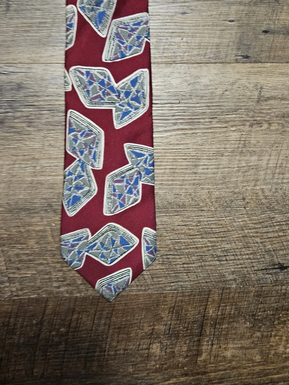 Kuppenheimer Men's Silk Tie in Burgundy, Blue & Gray